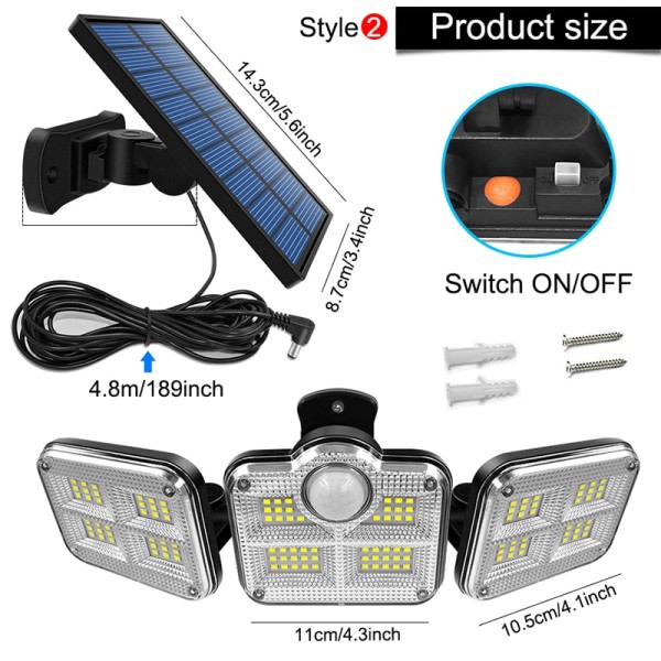 20w Super Bright Solar Lights 122/333led IP65 Vattenproof Outdoor Indoor Solar Lampa