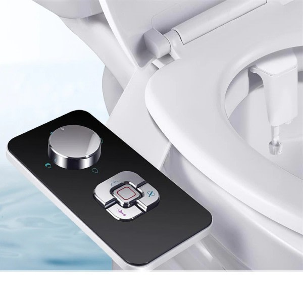 Bidet toilet sæde tilbehør ultra-tynd ikke-elektrisk selvrensende dobbelt dyser frontal & bag vask