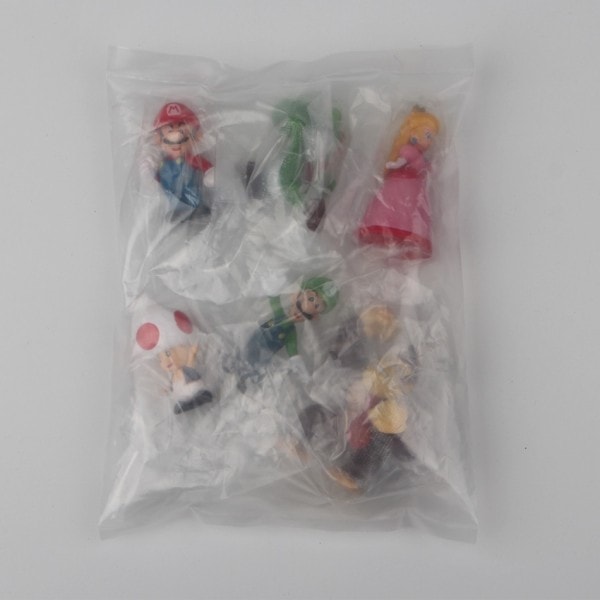 6stk/set Super Mario Bros PVC Action Figur Leker Dukker Modell Set Luigi Yoshi Donkey Kong Sopp for barn bursdagsgaver