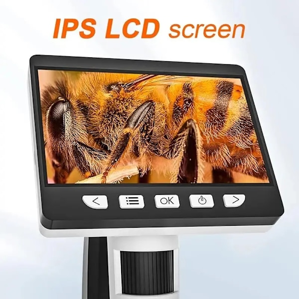 1000X 4,3" LCD Digitalt Mikroskop 1080P Mynt Mikroskop 8 LED Ljus USB förstoringsglas Llödning Reparation Mikroskop för Vuxna/Kbarn