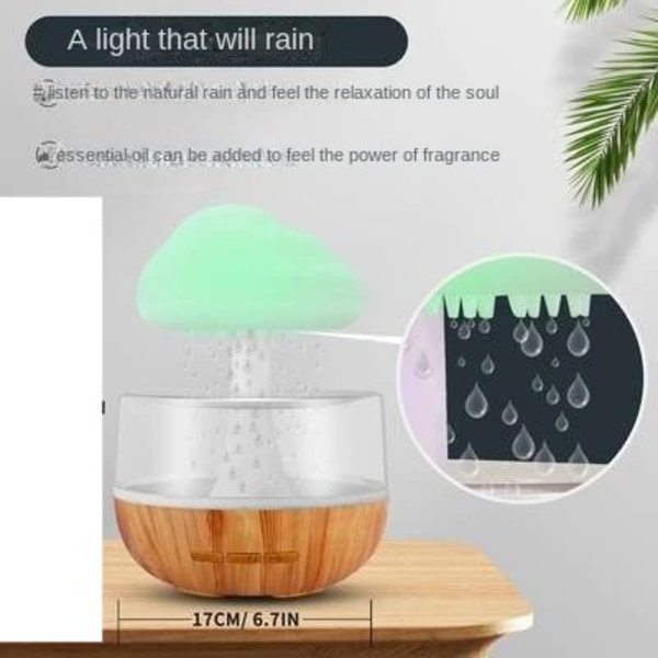 Desktop regn moln luftfuktare Koppla av aromaterapi Lampa USB Regn Ljud Diffuser 280ml Färgrik Natt Ljus