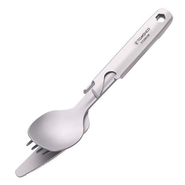 4-i-1 Titanium Bestik Bestik Set Ultralight Middag Ske Gaffel Cutter