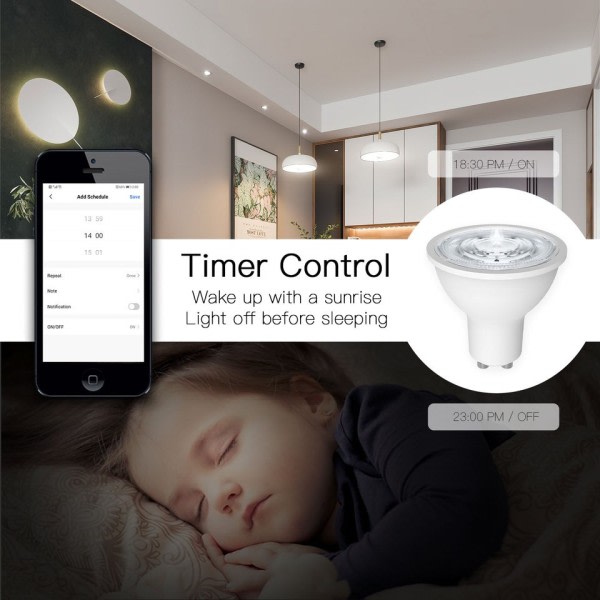 Smart LED Pærer RGB C+W Hvit 4,7W Dimbare Lamper Smart Life APP  Kontroll Lys