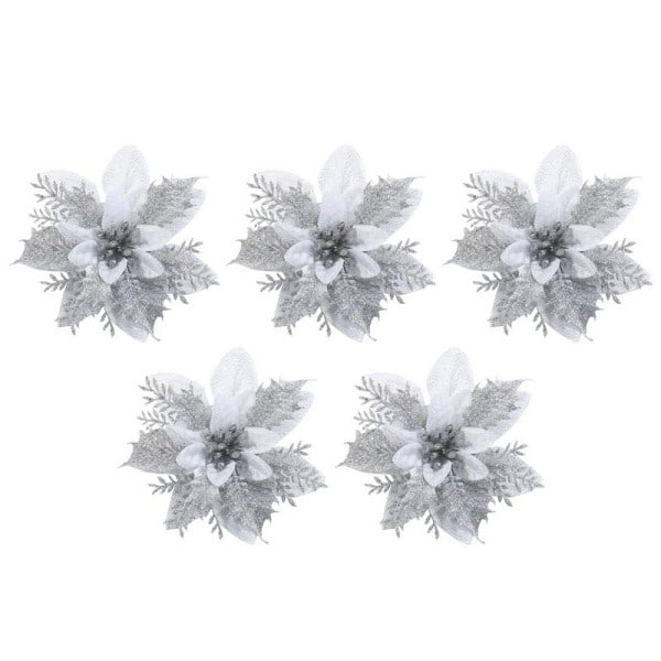 Jul blomster jule tre pynt hjem glitter kunstig falsk blomst jule pynt