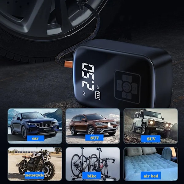 Trådløs Bil Luft Kompressor Elektrisk Dekk Inflator Pumpe for Motorsykkel Sykkel Båt