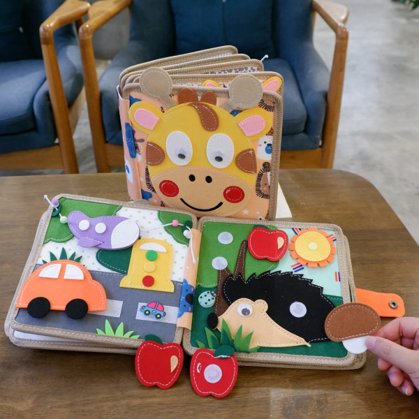 Montessori  Tecknad Djur Bebis Kläd Bok Fawn Filt Tyst Bok Mjuk Aktivitet Baby bok