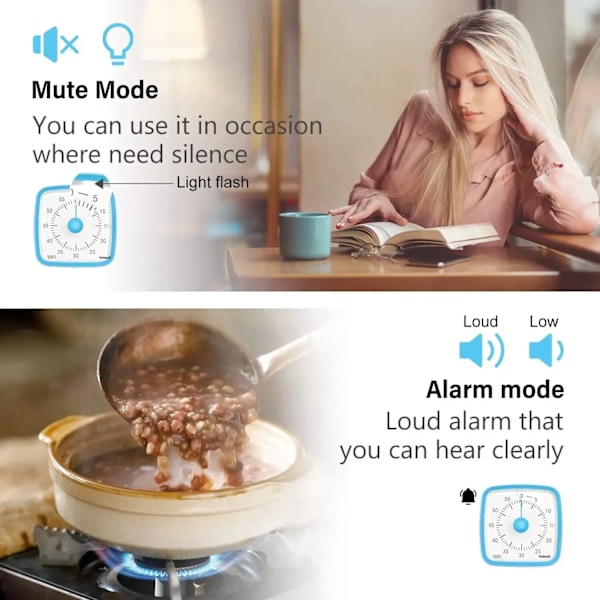 Visuaalinen Ajastin Yö Valolla 60 minuutin Ajastin lapsille ja aikuisille hiljainen ajastin kodille