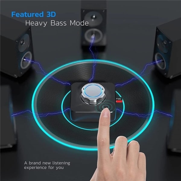 Bluetooth 5.0 Lyd Receiver 3D Stereo Musik Trådløs Adapter TF Card RCA 3.5mm 3.5 AUX Jack