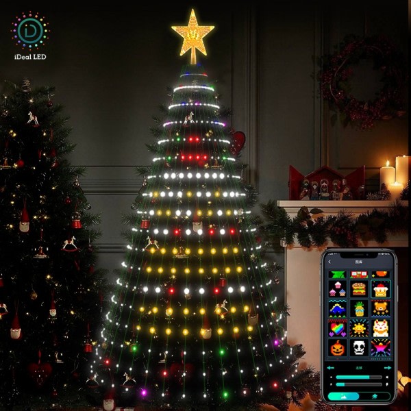 Smart Christmas Tree Toppers Lights App DIY Picture LED RGB String Light Bluetooth Control LED Star String