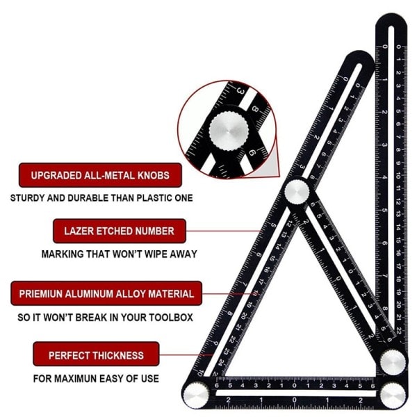 Konstruktion Værktøj Multi Angle Måle Lineal Aluminium Foldning  Positionering Lineal c3c5 | Fyndiq