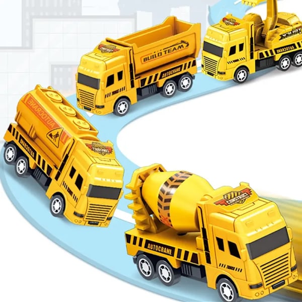 4 delar Utbildning Bilar Barn Barn Pull Back Toy Warrior Engineering Fordon Modell Fyra Mini bilar