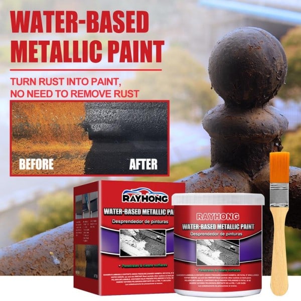 Vann basert metallisk maling 100g rust fjerner maling med børste multi formål antirust beskyttelse bil belegg primer for garasje