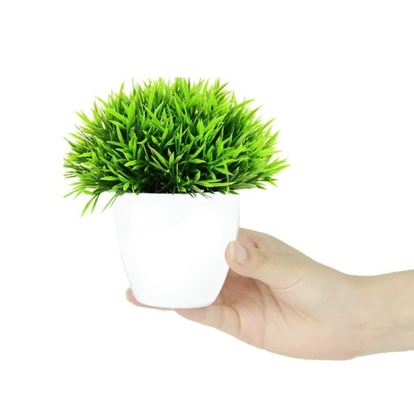Kunstige planter potte grønne bonsai små træer græs planter potte pynt falske blomster
