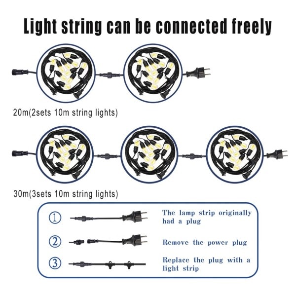 Kommerciel Grade Vandtæt Udendørs LED String Lys Pære Forbindes Festoon Have Ferie Bryllup LED Lys