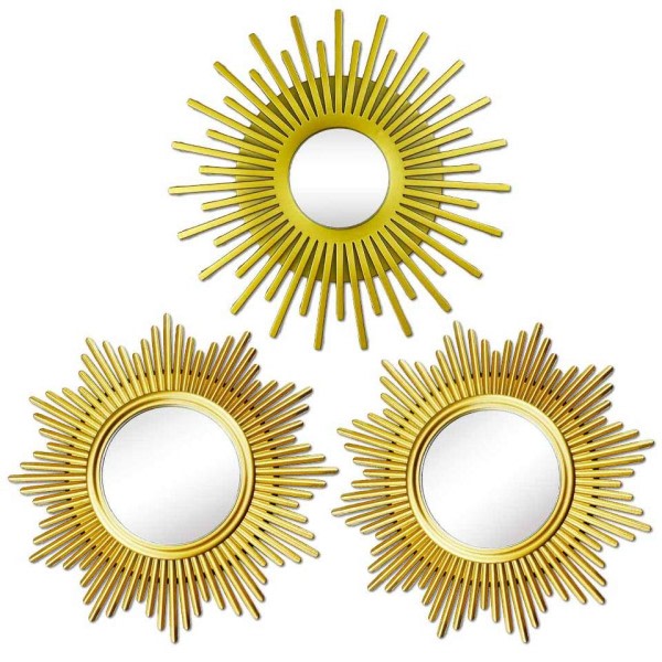Sol Spegel Guld Rund Dekorativ Vägg Sunburst Speglar Hem Inredning Tillbehör