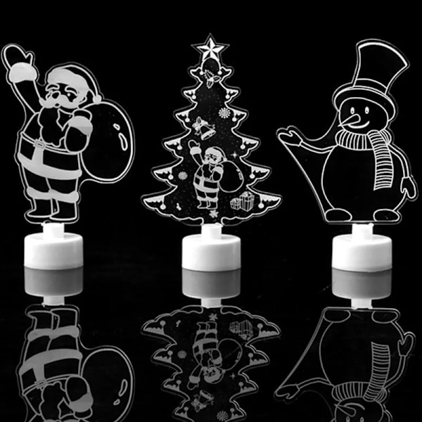 LED jul pynt natt lys blinker jul nissen snømann jul tre lys lampe