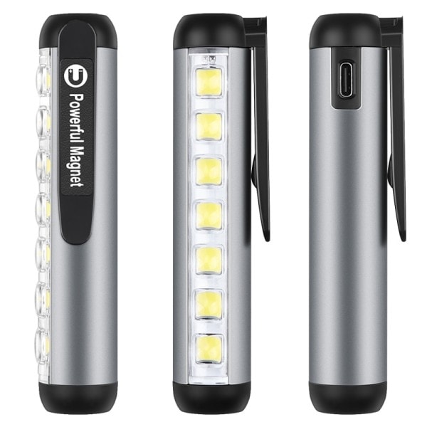 Mini LED Lommelygte XPE + COB Lampe Beads Ultra Bright Lampe Med Clip Magnet Work Light