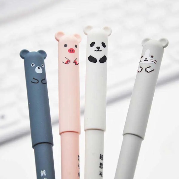 Kawaii Possu Karhu Kissa Pyyhitettävä Geeli Kynä Täyttötarvikkeet Tangot 0,35mm Sininen Musta Muste Pestävä Kahva Koulu toimisto tarvikkeet