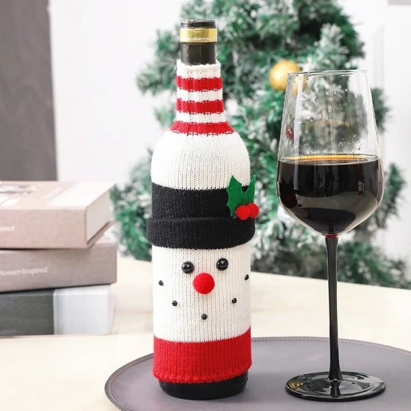 Handgjord jul tröja vin flaska överdrag till jul dekorationer