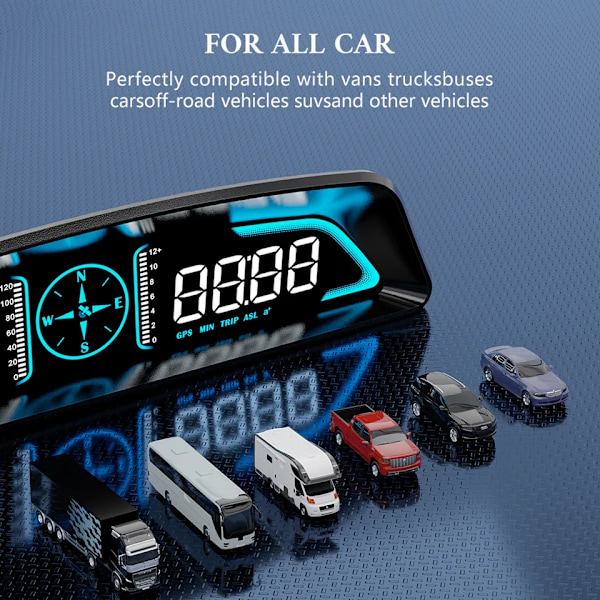 Auto Speedometer Head Up Display Bil Smart Digital Alarm Påmindelse Måler