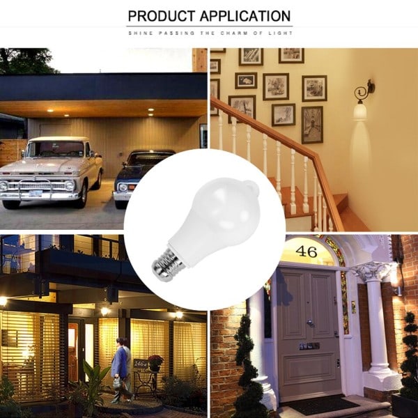 12W PIR Motion Sensor Lys Pære Ampul LED E27 IP42 Udendørs Belysning Væg Lampe