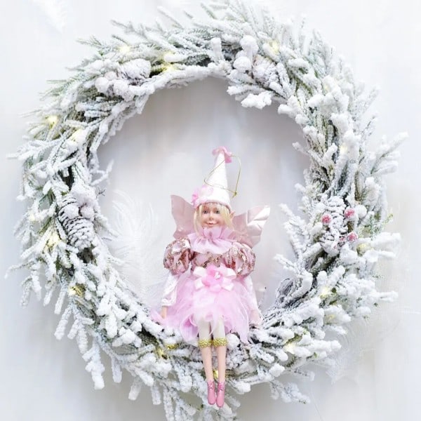 Fe jul träd dekoration tomte hem inredning handgjorda docka ängel hängande kulor dekoration