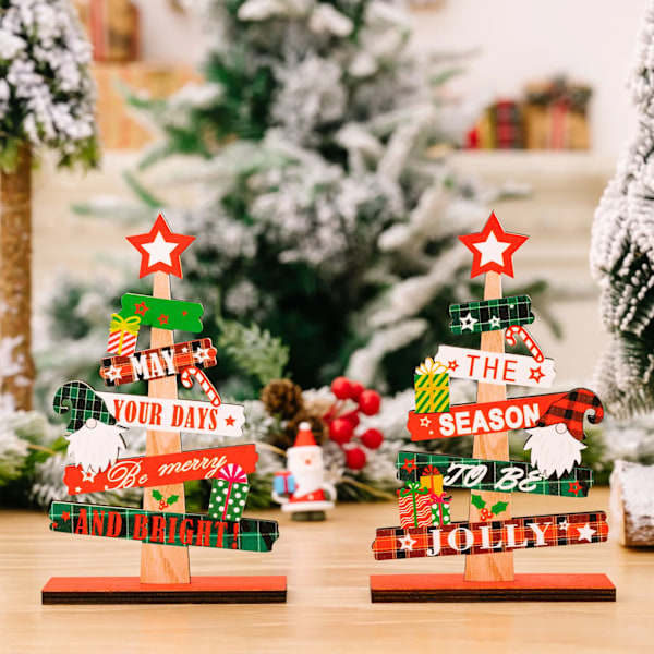 Trä Skrivbord Jul Träd Jultomte Gör-det-själv Dekoration Jul Skylt Plack Jul Hem Inredning