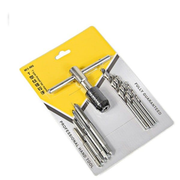 9PCS/SET T Typ Gänga Tapp Reamer Metric Screw Tap Hand Taps Drill Bit Set