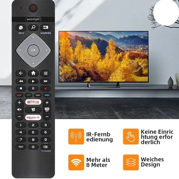 Fjärrkontroll Ersättning för Philips Ambilight 4K Smart LED TV