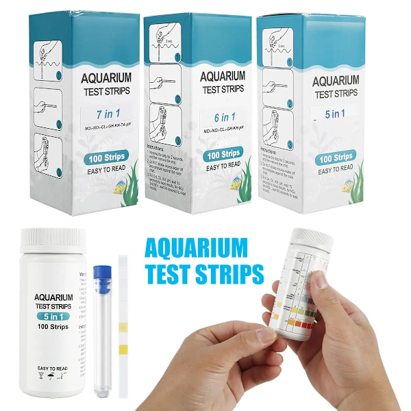 100 bitar Akvarium Test Strips Vatten Kvalitet Test Strip 7in1 Fisk Tank Test Kit