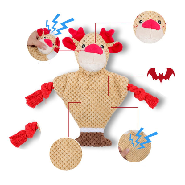 Joulu hirvi koira lelut palapeli ääni poikas siivous interaktiivinen puuvilla köysi koira koulutus tylsää lemmikki lelut