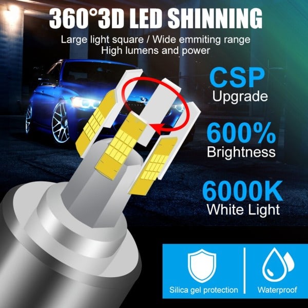 Led Bil Forlygte Pærer 9005/HB3 60000LM Lys  Turbo Bi Led