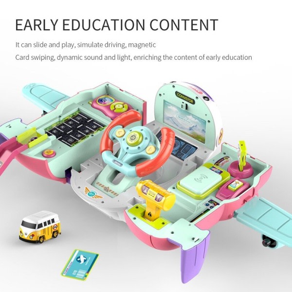 Multifunktion Flygplan Leksak Baby Deformation Leksak Barn Tidig Utbildnings Multifunktionell Bil Körning Simulering Leksak med musik