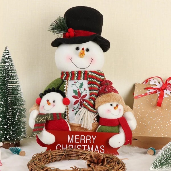 Jul Dukker Dekoration Kort Plys Printe Julemand Snemand Dukke til jule Træ pynt