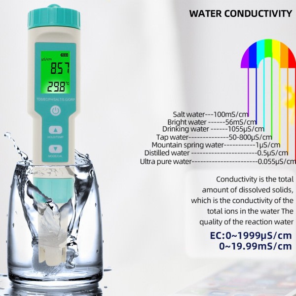 Temp Meter Vann Kvalitet Monitor Tester for drikke Vann, Akvarier PH Meter