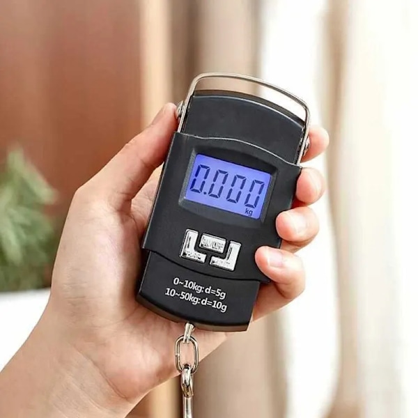 Svart 50 kg Bärbar Elektronisk Bärbar Bagage Våg LCD Digital Display Skärm Express Leverans Våg Hoo