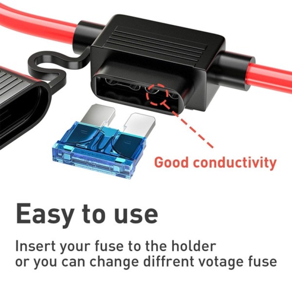 Mini Kling Adapter Sikring Holder Stænksikker til 12V 30A Tråd Afskæring Switch Socket Fugtsikker Splash