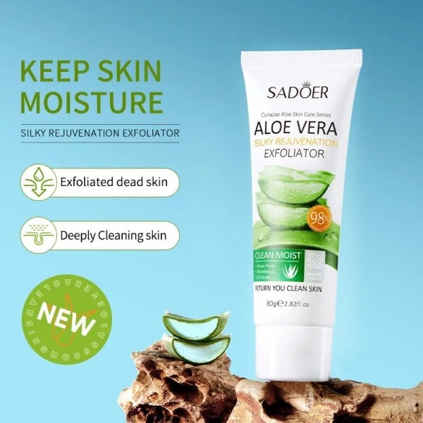 Ansikt Eksfolierende Gel Aloe Vera Ansiktsbehandling Eksfolierende Skrubb Renser Hviting Acne Svarthode Behandling