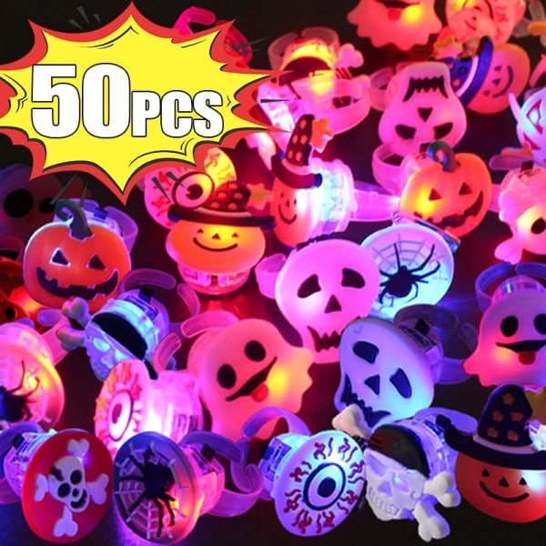 50 osaa LED valaiseva halloween sormukset luova kurpitsa haamu kallo hohtava pimeässä sormi sormukset lelut
