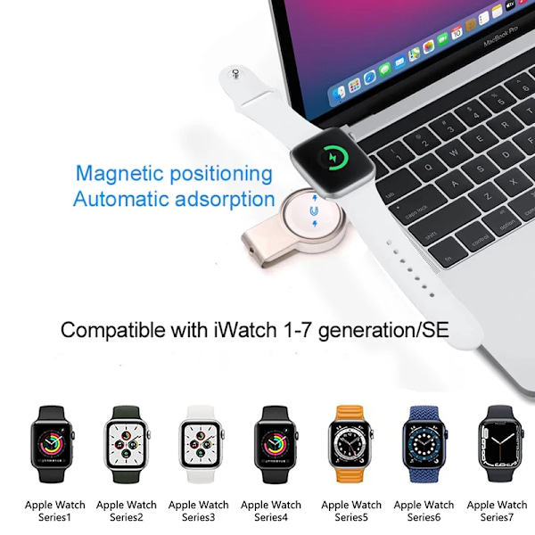 USB C Bärbar Trådlös Laddare för IWatch 8 7 6 SE 5 4 Laddning Dock station USB kabel för Apple Watch Series 7 6 5  4 3 Typ C