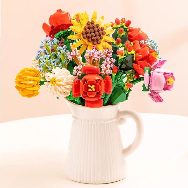 Blommor Vildblomma Bukett Byggnad Klossar Hem Inredning Prydnad Gör-det-själv Byggnad Klossar Leksak