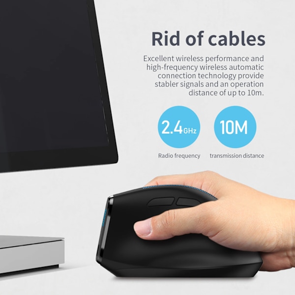 2,4G trådlös mus laddning Blu-ray 6-knappar optisk mus 3 nivå DPI svart mus