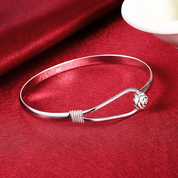 925 Sterling sølv armbånd til kvinder fin elegant blomst armring justerbar smykker