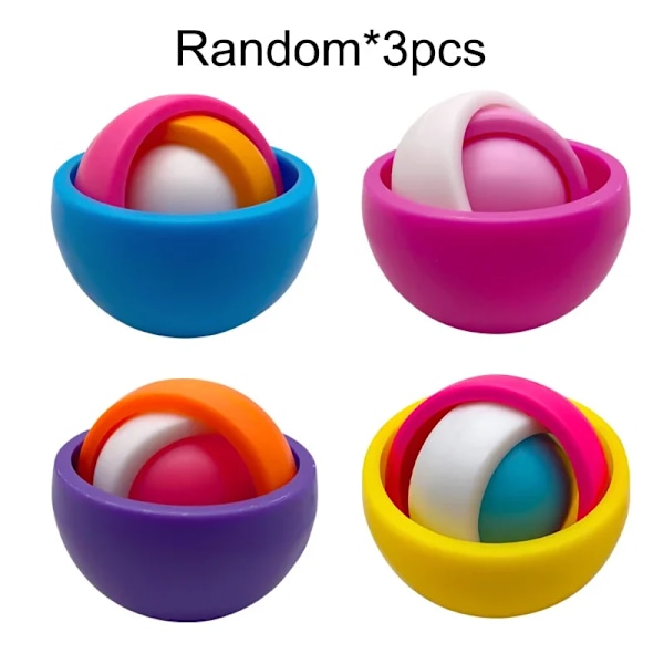 Satunnainen 3 kpl 3D Kierto pallo Fidget Gyro Sensory Lelut Käsi Fidget Spinner