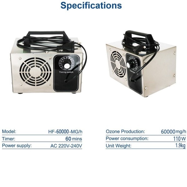 Luft Renare Ozon Generator 220V 60g Luftrenare Ozono Desinfektion Sterilisering