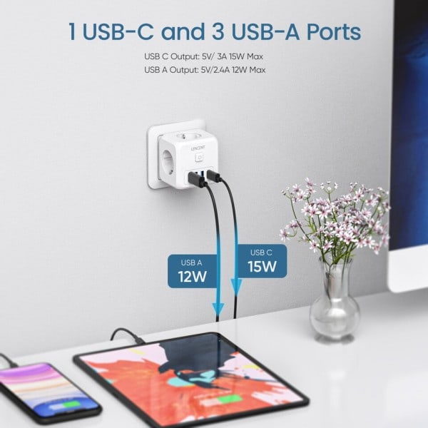 Virtanauha   3 AC pistorasioilla +3 USB lataus portit+ 1 tyyppi C 5V 2.4A  sovitin 7-in-1 pistoke pistoke päällä/Off  kytkin