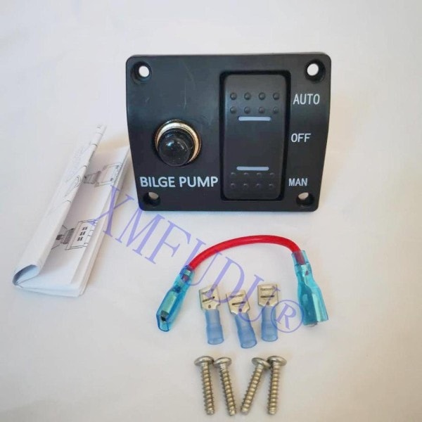 3-VEIS  BRYTER PANEL FOR BILGE PUMP  Lensepumpe kontroll bryter marin panel bryter automatisk pumpe