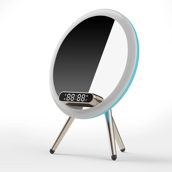 Smart Bluetooth Högtalare Trådlös Spegel Ljud Box Skrivbord Alarm Klocka med LED Natt Ljus
