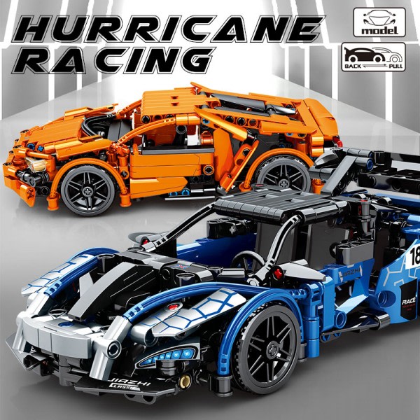 City Racing Pull Back Bil Byggnad Klossar Speed Supercar Fordon Moc Bricks Leksaker