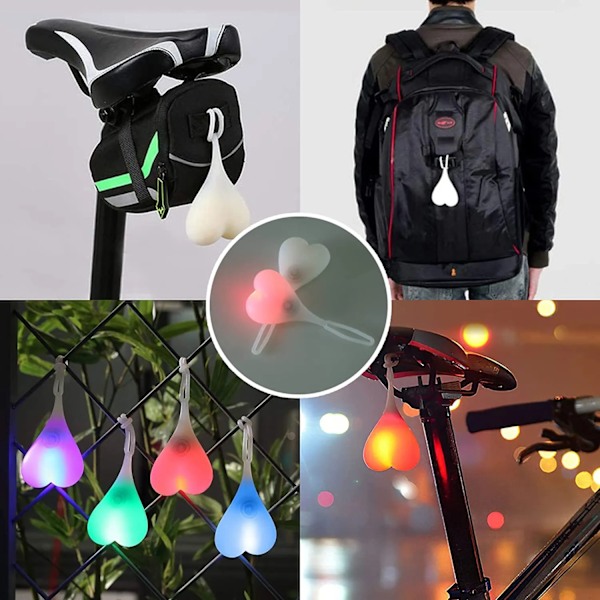 Cykel Lys Creative Bike Bag Baglygte 4 Farve Hjerte Kugle Sikkerhed Advarsel Lys Ridning Cykling Vandtæt LED Lampe